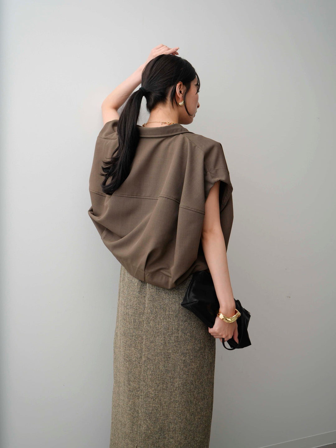 [予約]サマーツイードフリンジヘムロングIラインワンピース/black