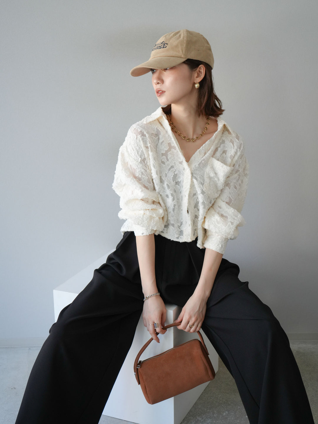 [予約]ジャガードショートシャツ/オフホワイト