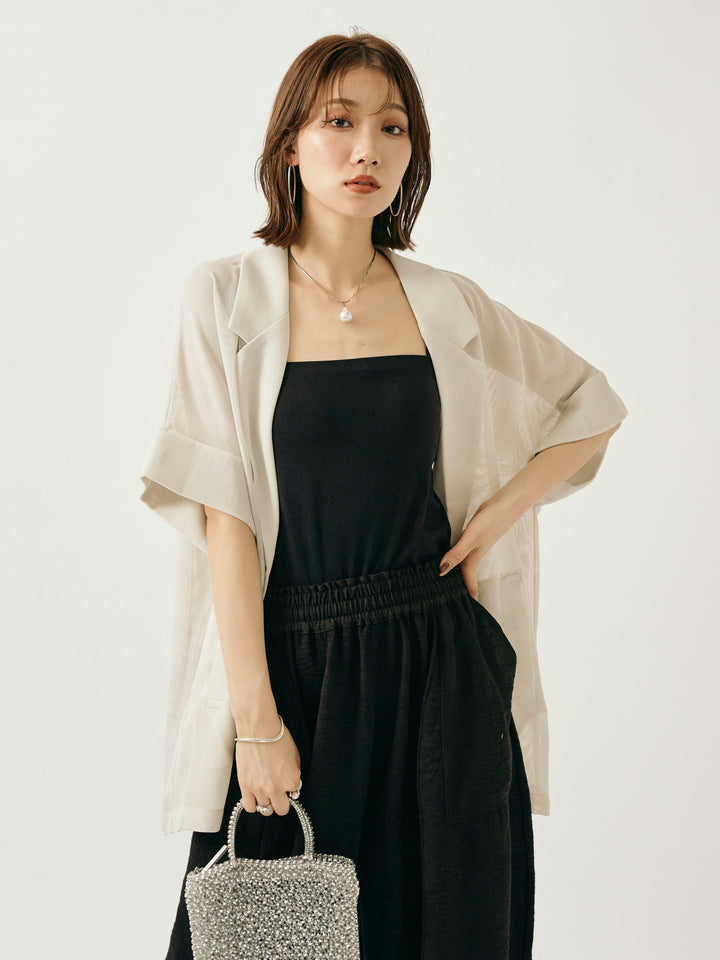 【Allure】[SET]メッシュハーフテーラードジャケット+メッシュハーフテーラードジャケット(2set)