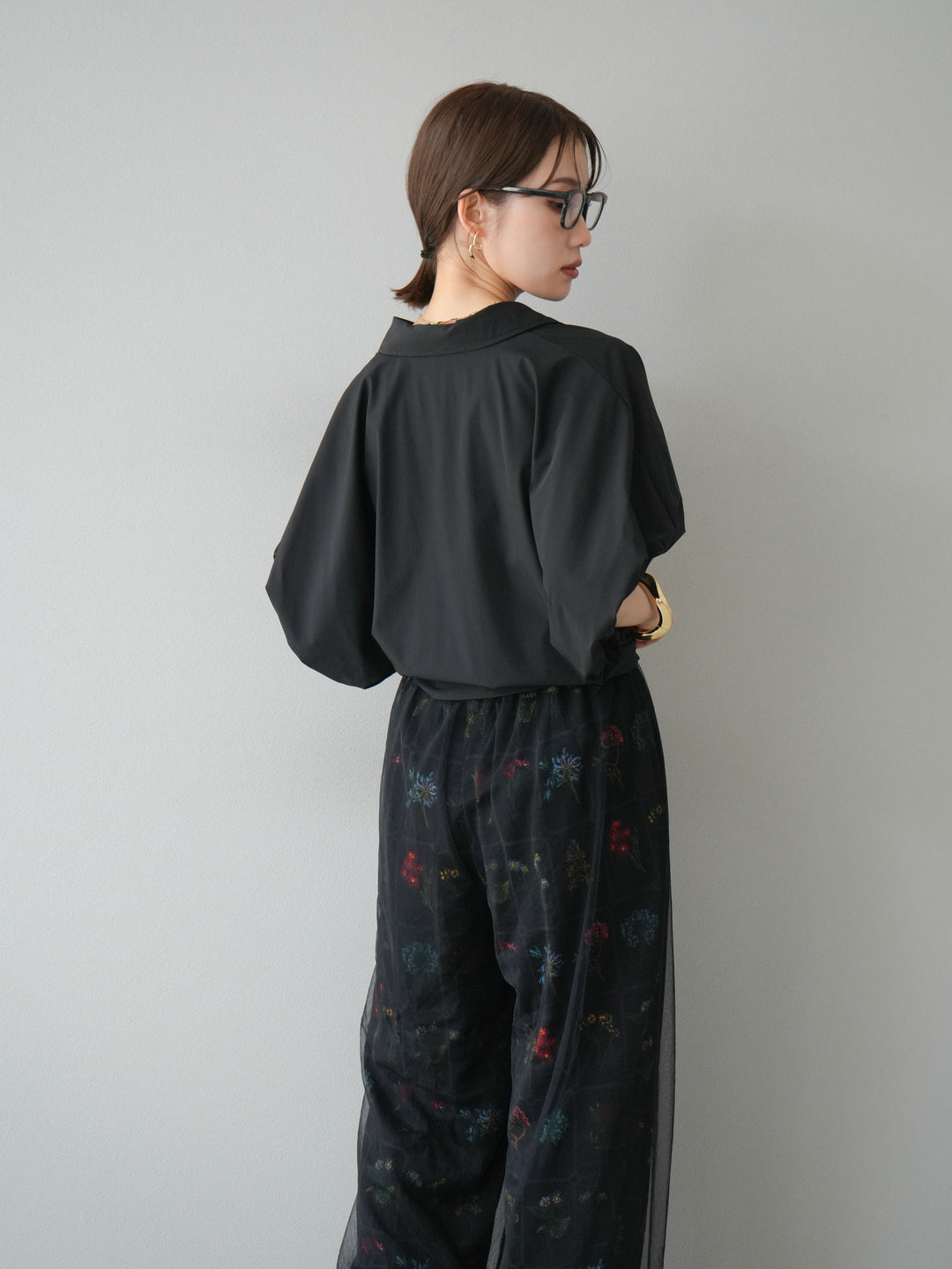 [予約]ICE TOUCHパフスリーブシャツ/ブラック