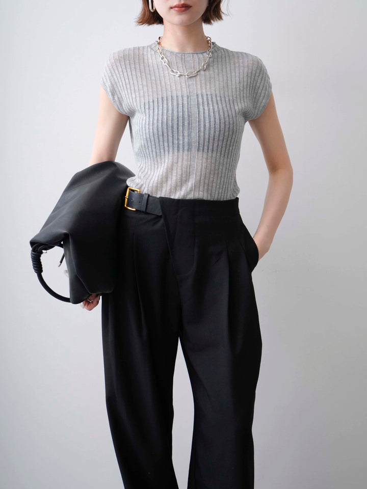 [予約]シアーリブフレンチニットトップス/grey