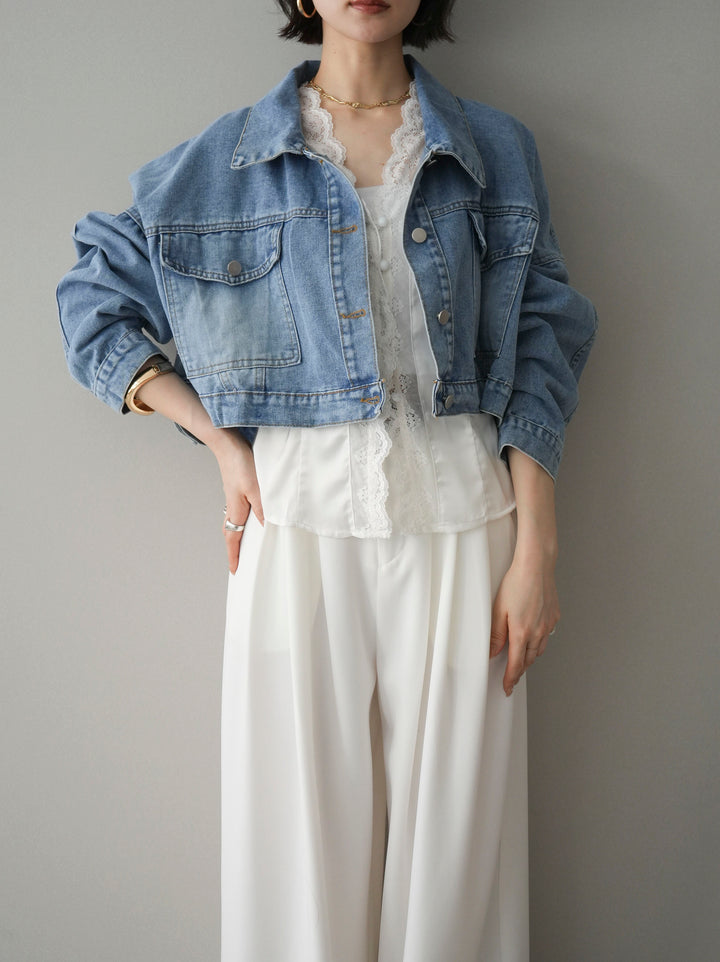 [予約]デニムショートシャツジャケット/blue