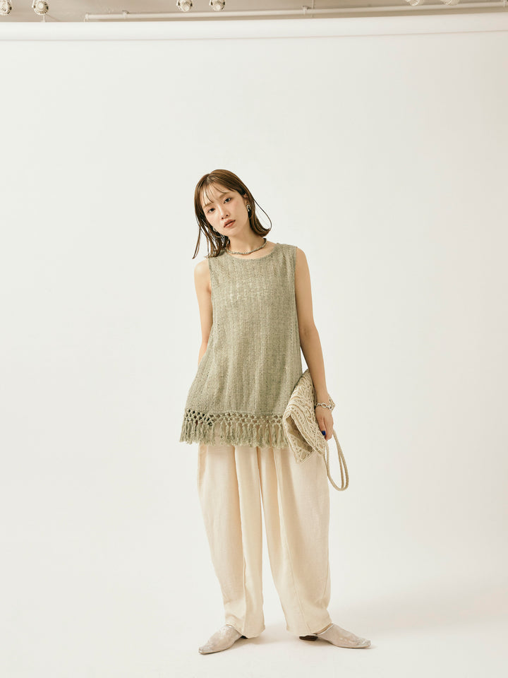 [予約]リネンライクベイカーバルーンパンツ/アイボリー