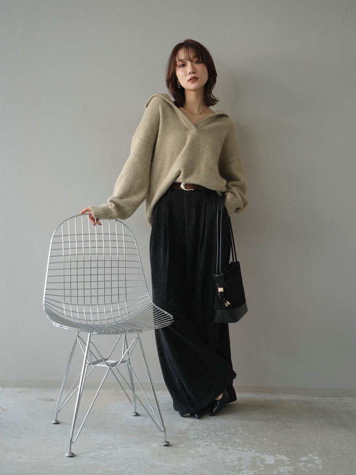 [予約]スキッパーニットプルオーバー/beige