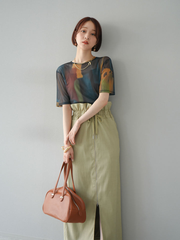 [套裝] 水彩藝術透視T卹 + Heather Ester 褶皺拉鍊裙 (2套)