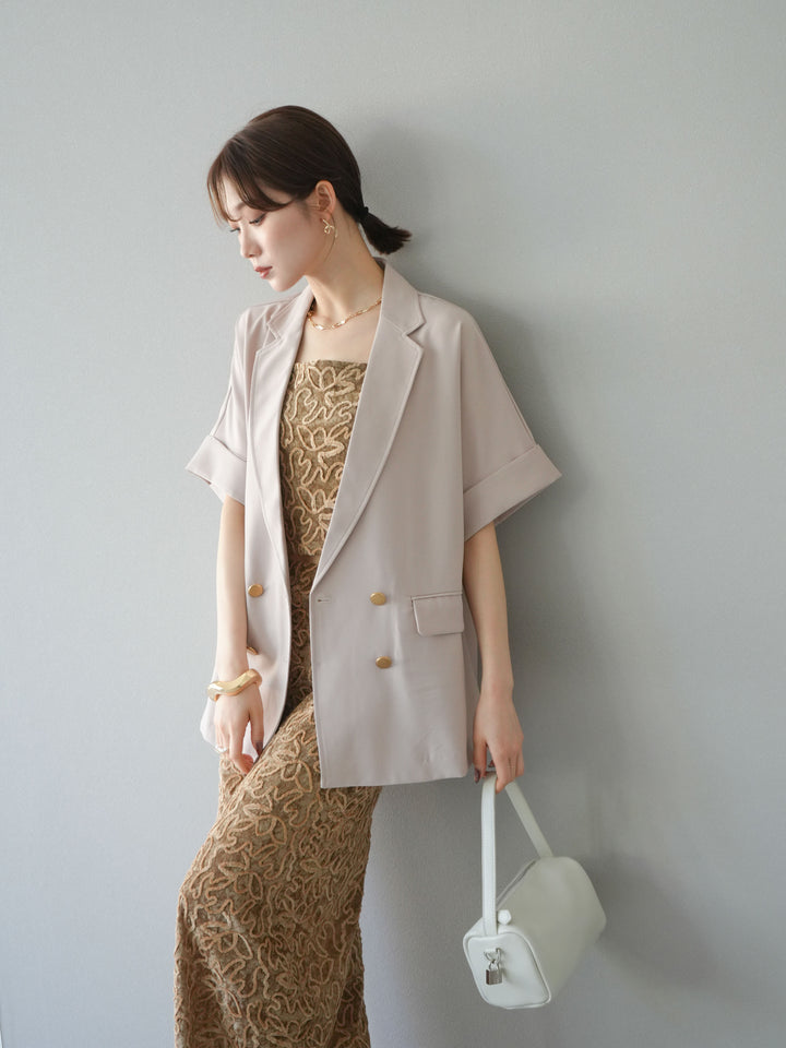 [預購] 金色扣款半身外套/米色