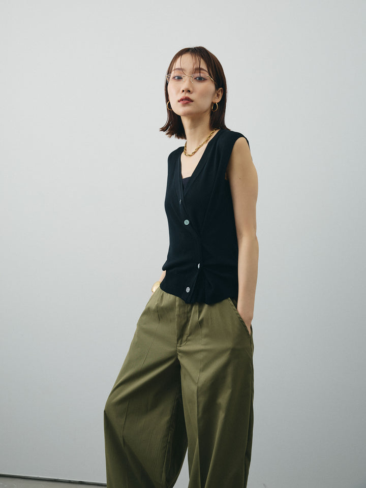[SET]クールタッチ2WAYデザインニットベスト+コクーンワイドチノパンツ(2set)