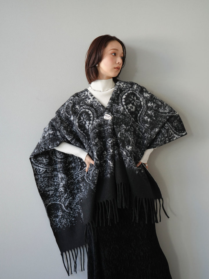 [SET]アブストラクト柄ストールポンチョ+選べるアクセセット(2set)