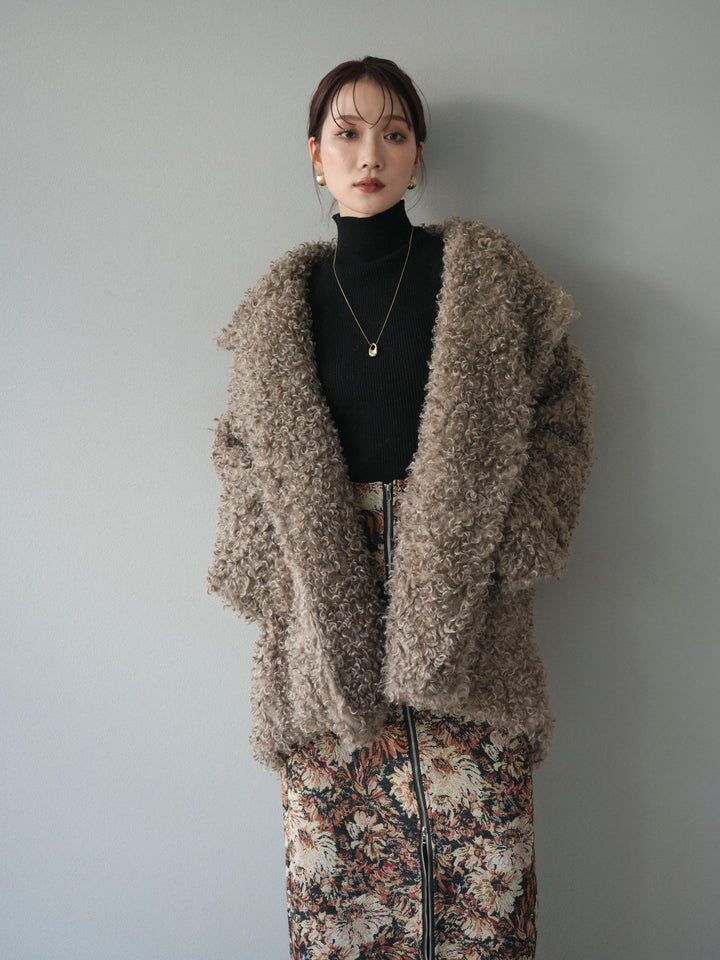 [予約]プードルファーダブルミドルコート/beige