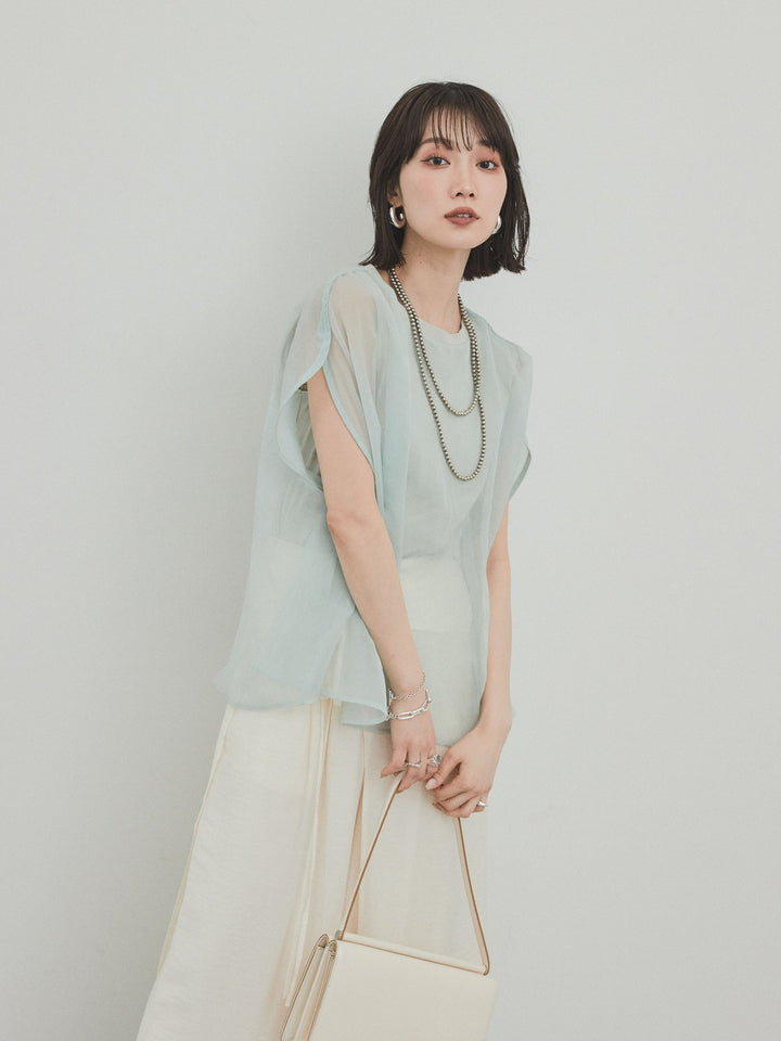 [予約]コンパクトスムースシアーレイヤードトップス/ミント