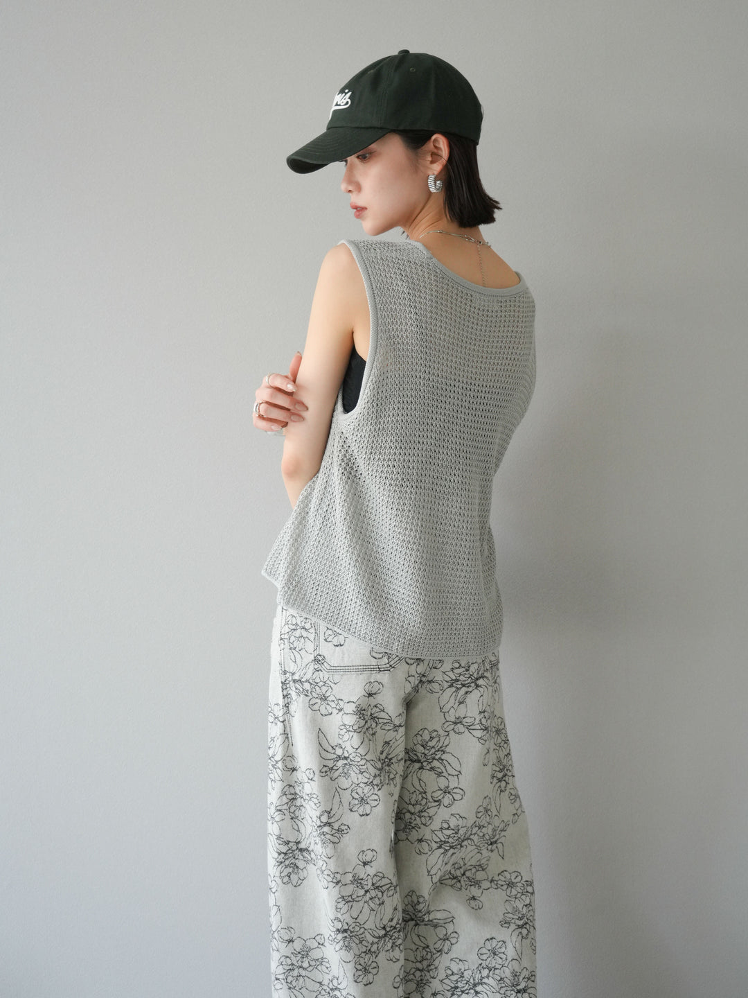 【預購】華夫格針織背心/灰色