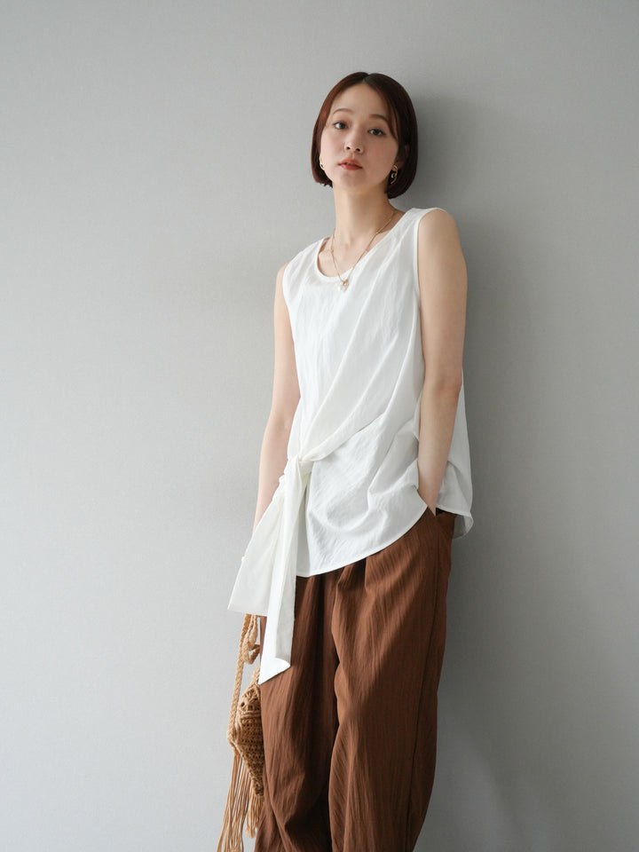[予約]フロント巻きノースリーブブラウス/ホワイト