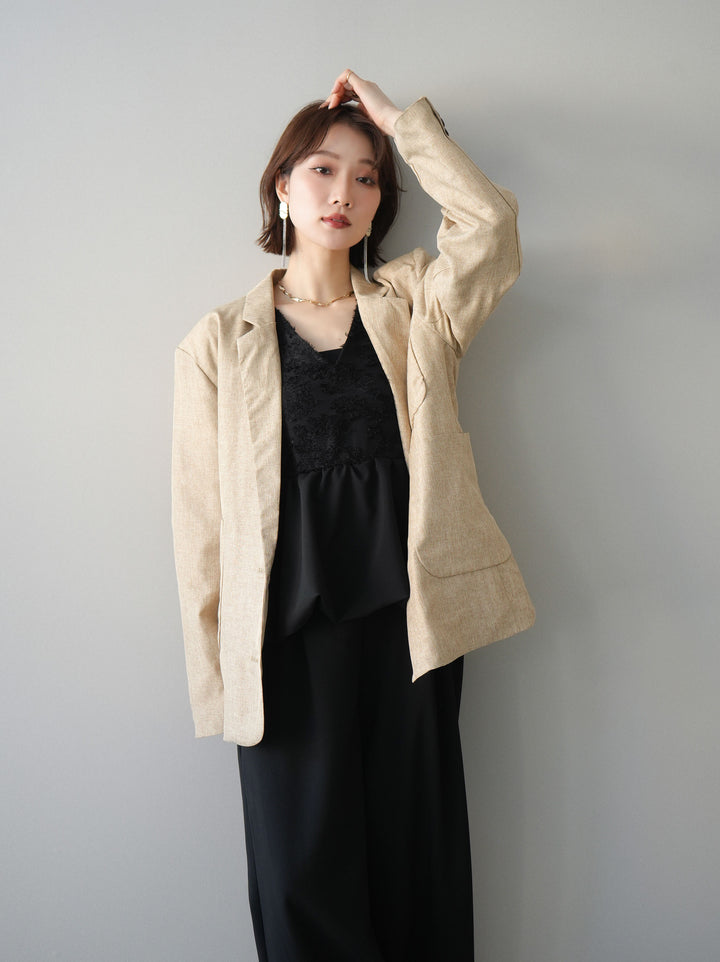 [SET]ジャガードレースぺプラムドッキングサロペット+選べるアクセセット(2set)