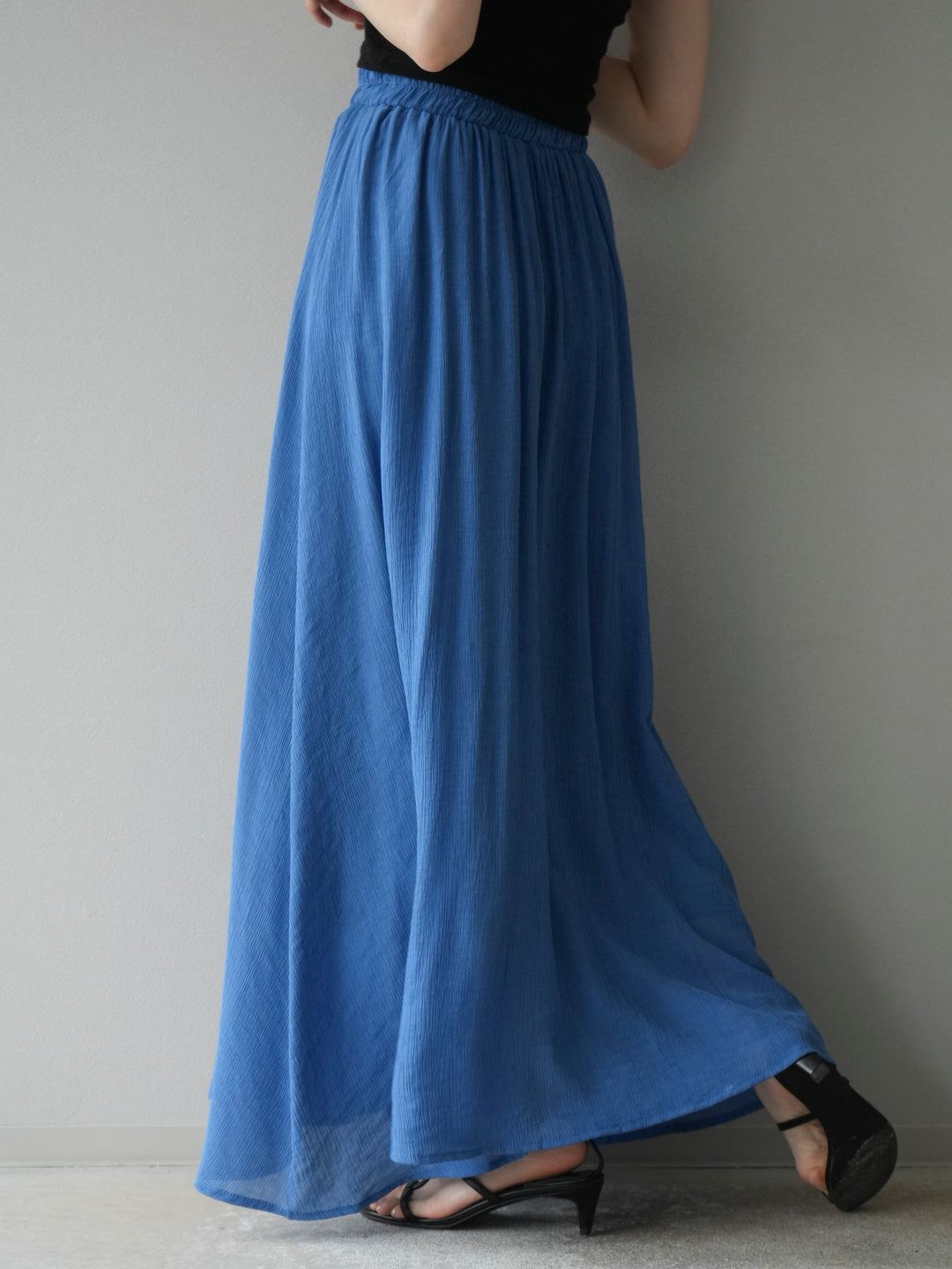 [SET]ビーズモチーフ楊柳ブラウス＆フレアスカートSET UP(2set)