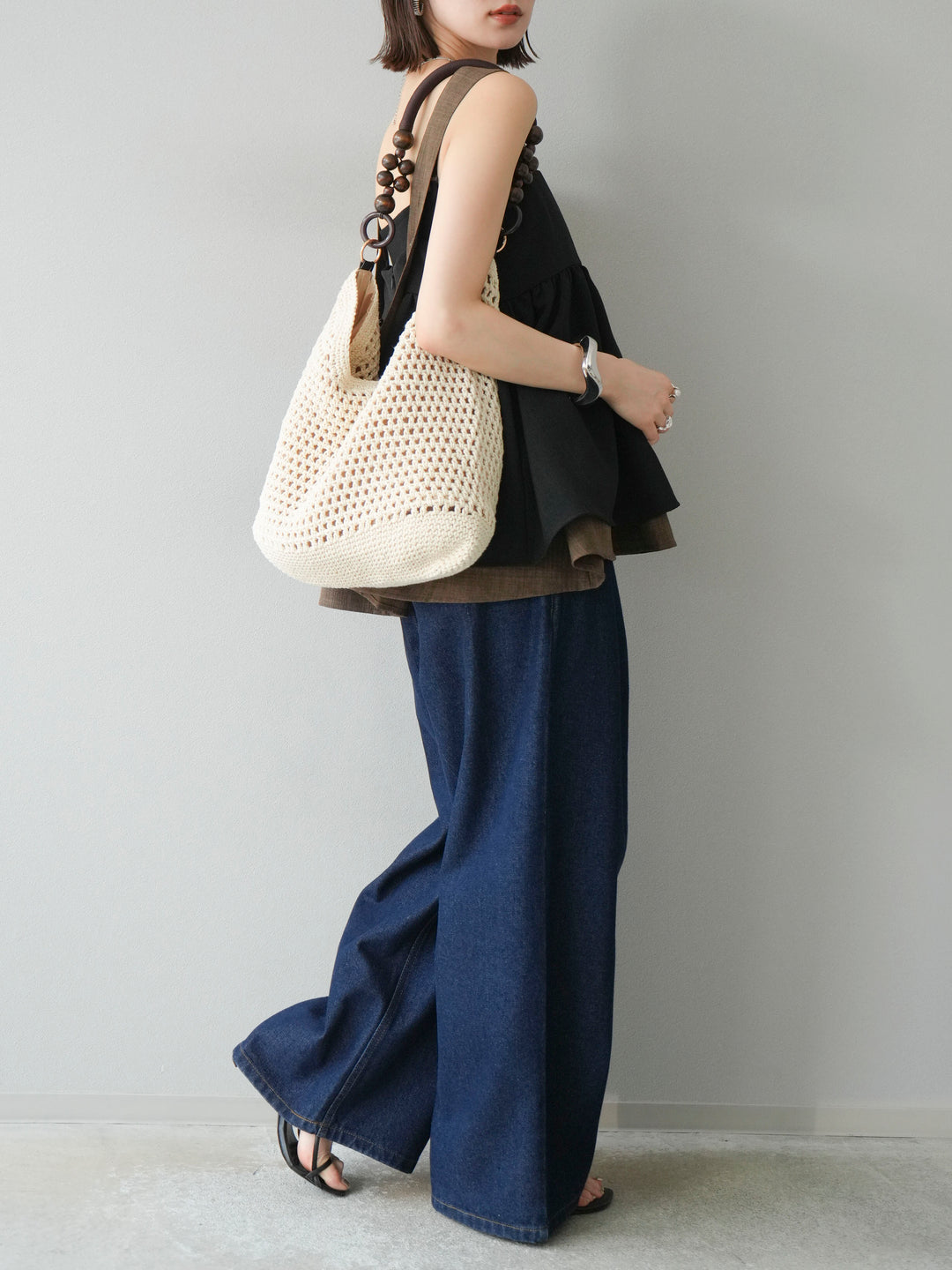 [予約]ダブルタックワイドデニムパンツ/インディゴ