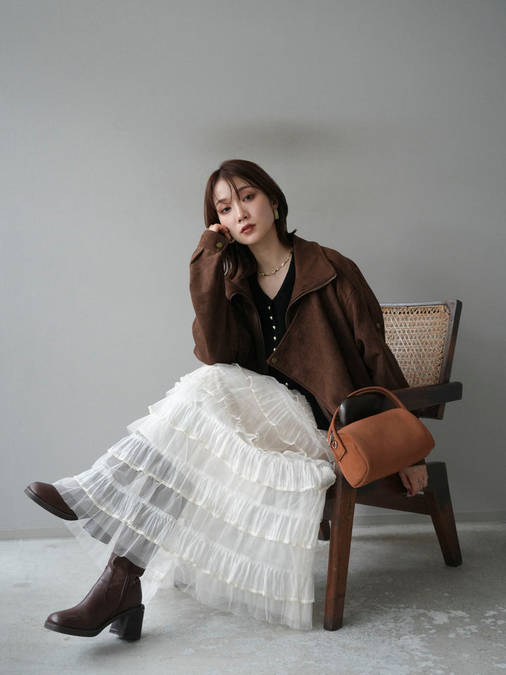 [予約]スエードライダースジャケット/ブラウン