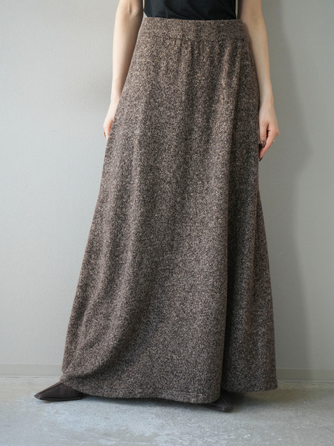 [予約]ミックスヤーンニットスカート/ブラウン