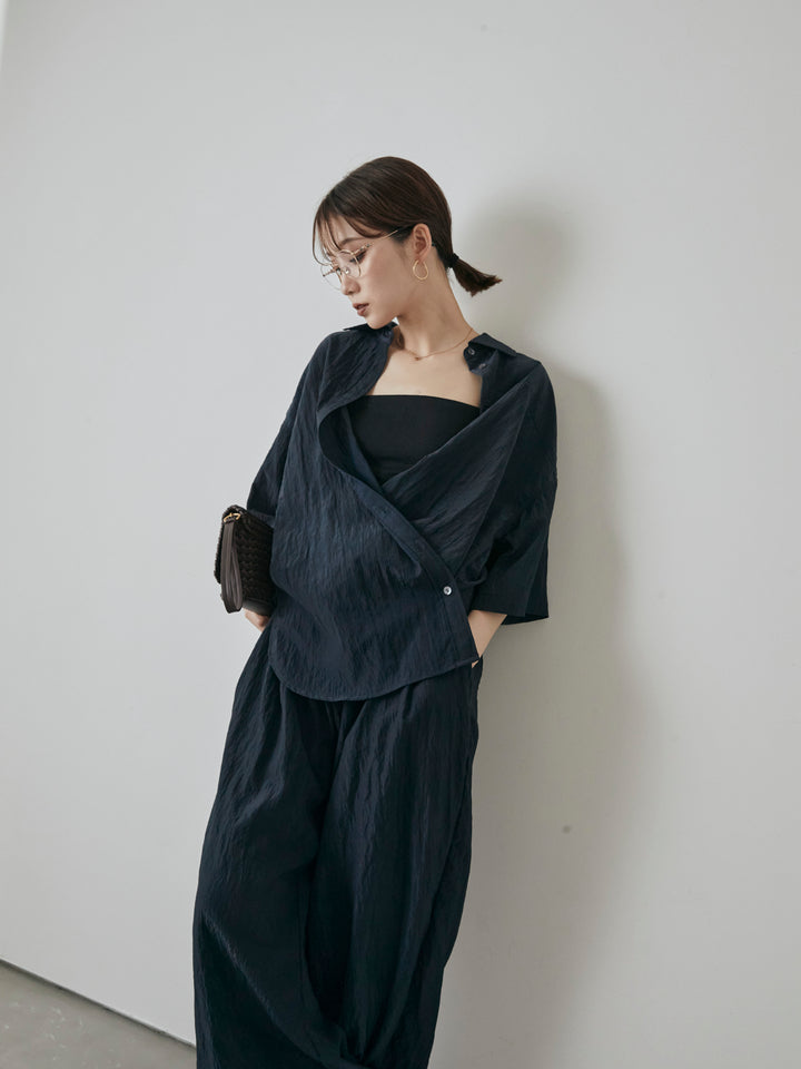 [予約]2WAYナイロンワッシャーハーフシャツ/ネイビー