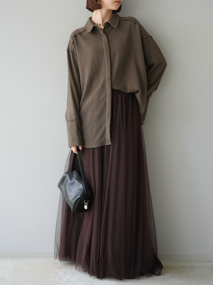 [予約]ネップオーバーシャツ/ブラウン