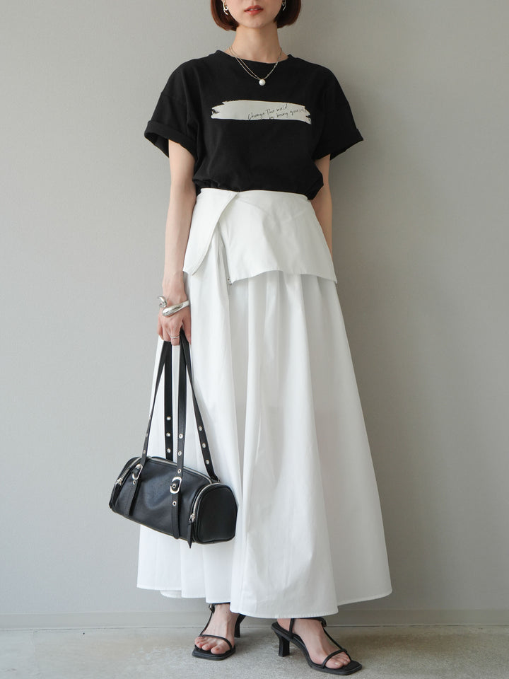 [予約]箔プリントTシャツ/ブラックシルバー