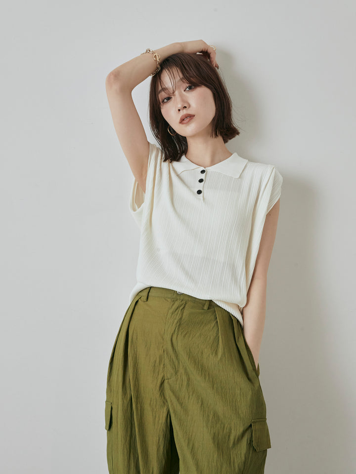 [予約]ランダムリブポロニットベスト/オフ