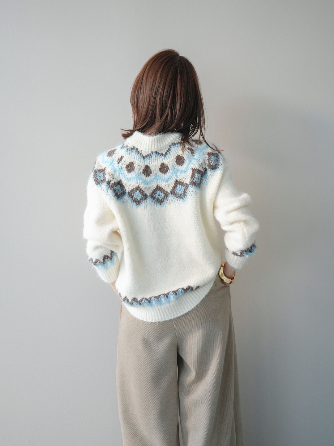 [SET]ソフトタッチ求心柄ニットプルオーバー+選べるアクセセット(2set)