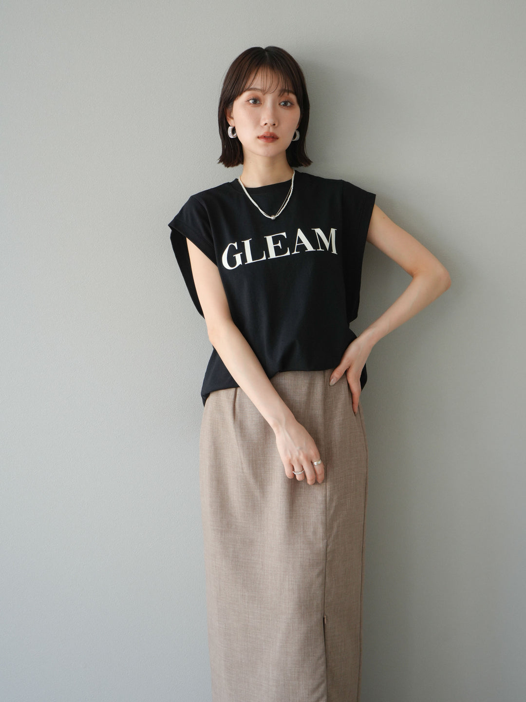 [預訂] 後標logo印花美國棉質T卹/黑色