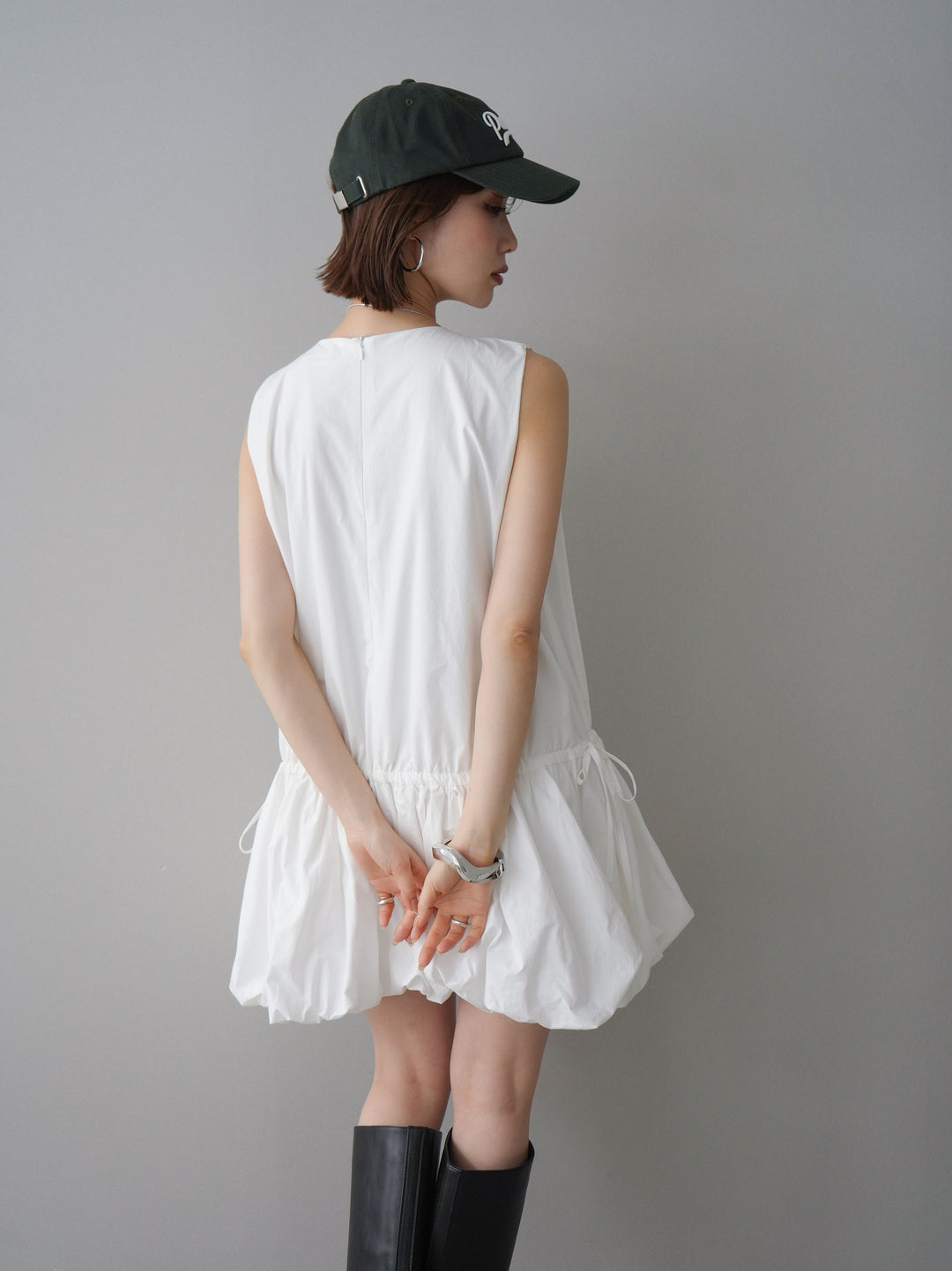 [予約]ノースリバルーンミニワンピース/white