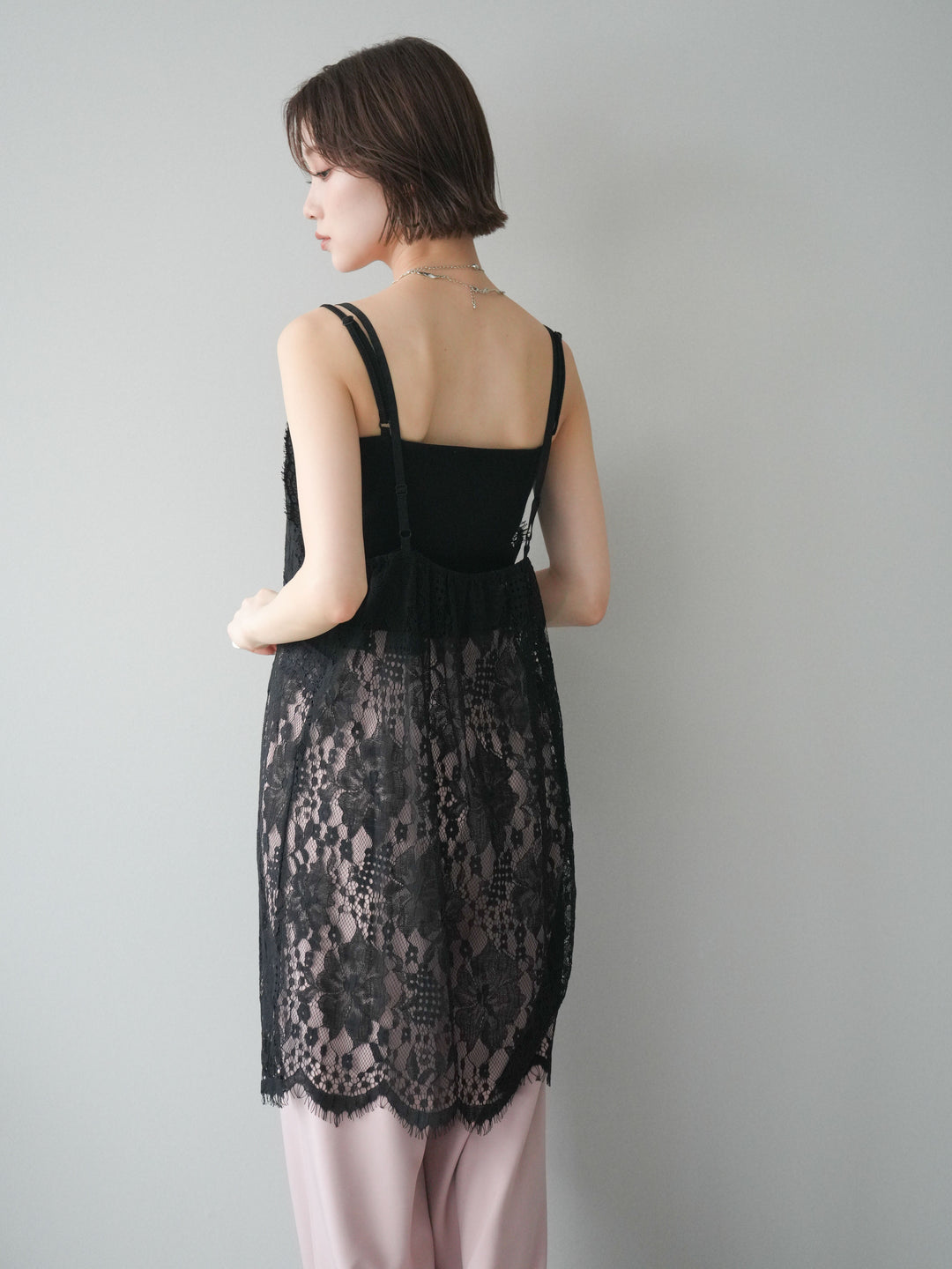 [予約]総レースチュニックキャミソール/black