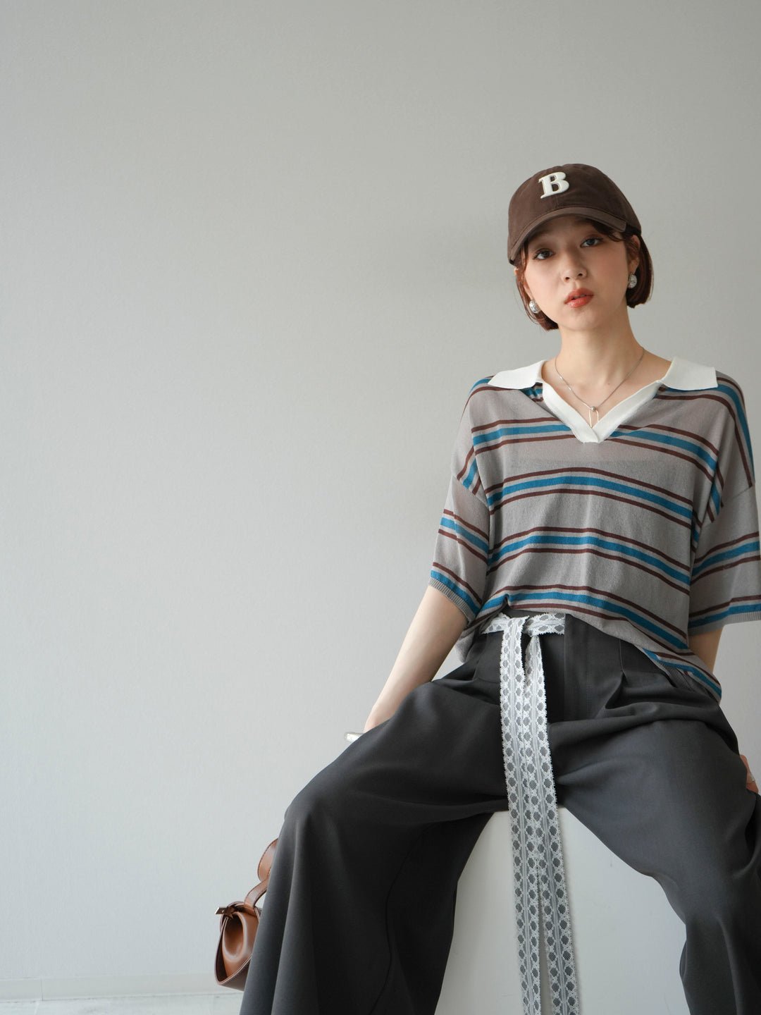 [予約]シアーポロニットプルオーバー/グレーボーダー