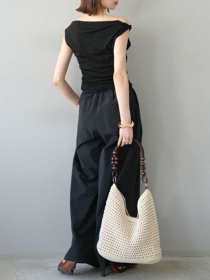 [SET]タックデザイントップス＆ビーズベルト付きパンツSET UP(2set)