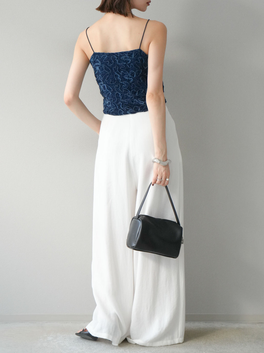 [予約]ロープデザインベルトリネンタッチワイドパンツ/オフ