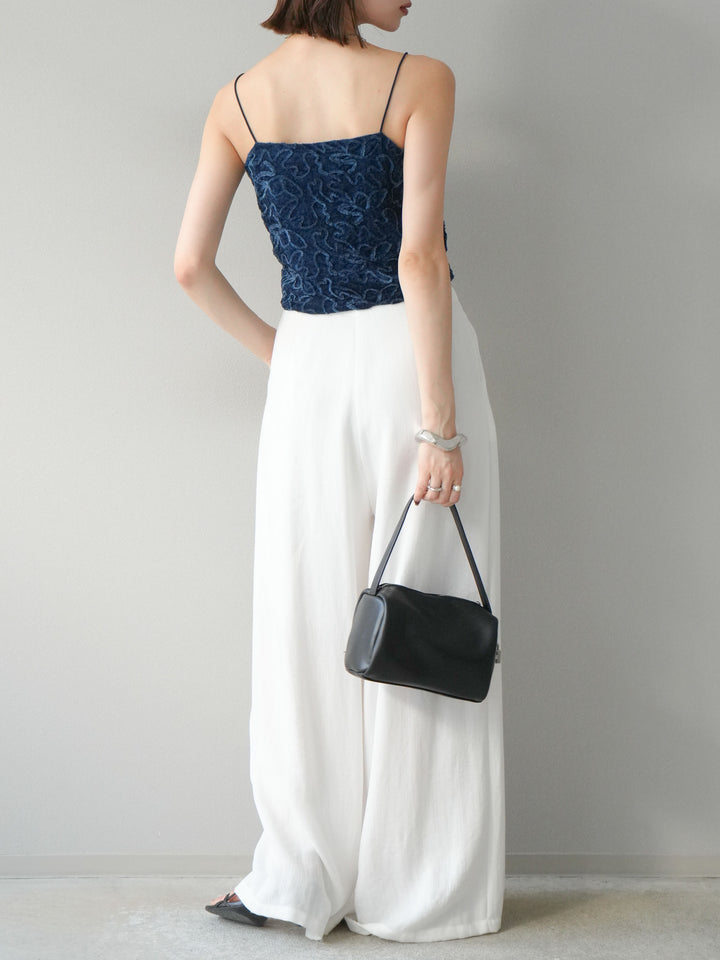 [予約]ロープデザインベルトリネンタッチワイドパンツ/オフ