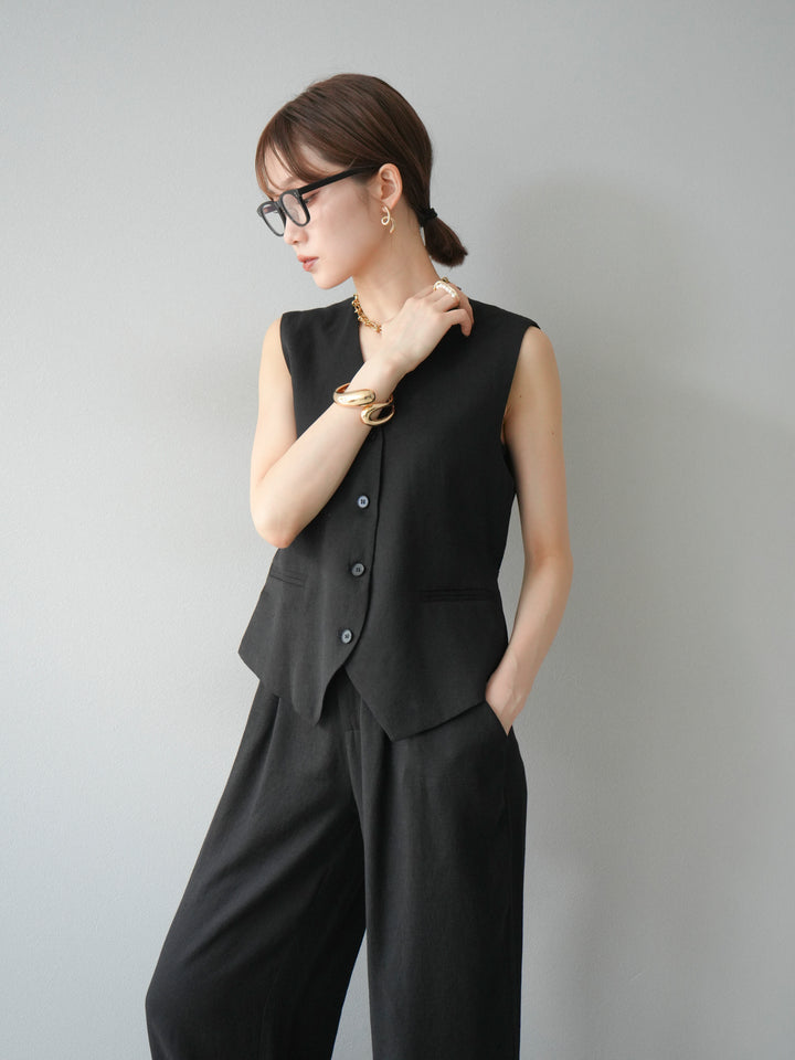 [SET]Vネックジレ＆ワイドパンツSET UP(2set)