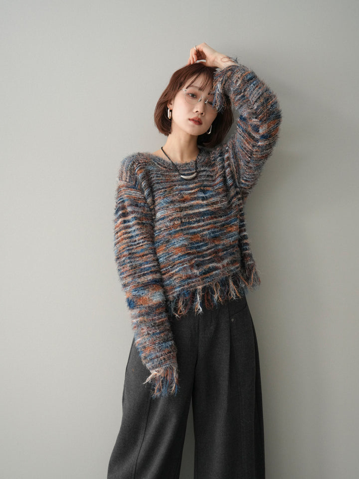 [SET]裾フリンジミックスヤーンシャギープルオーバー+裾フリンジミックスヤーンシャギープルオーバー(2set)
