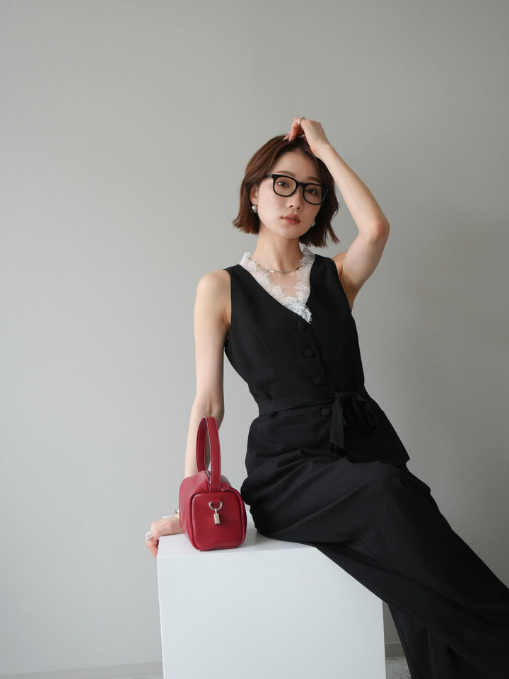 【套裝】蕾絲邊背心和垂褶褲套裝（2 套）