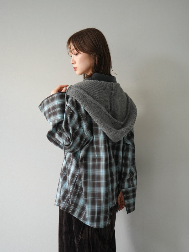 [予約]フードニットマフラー/チャコール