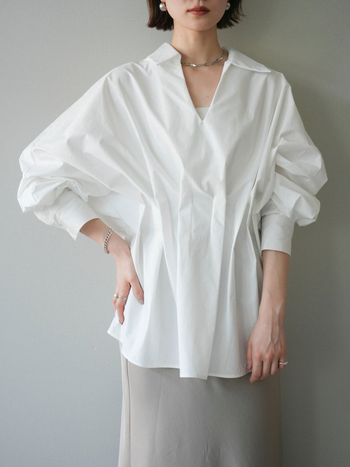 [予約]ウエストギャザースキッパーシャツ/white