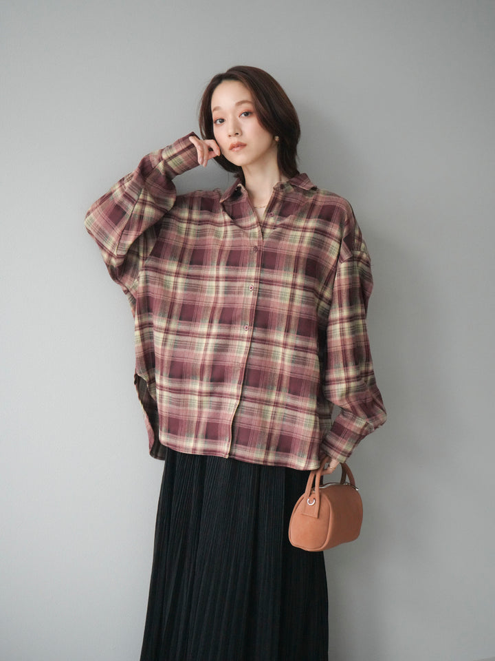 [予約]マルチウェイチェックシャツ/bordeauxbeige