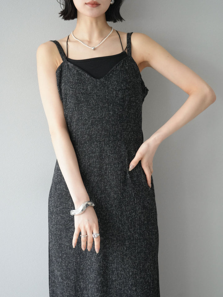 [預購] 夏季粗花呢露背吊帶洋裝/黑色