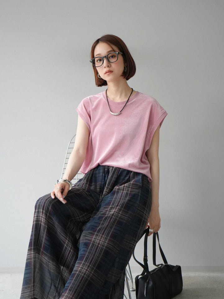 [予約]シアーフロッキーベロアルーズノースリーブTシャツ/ピンク