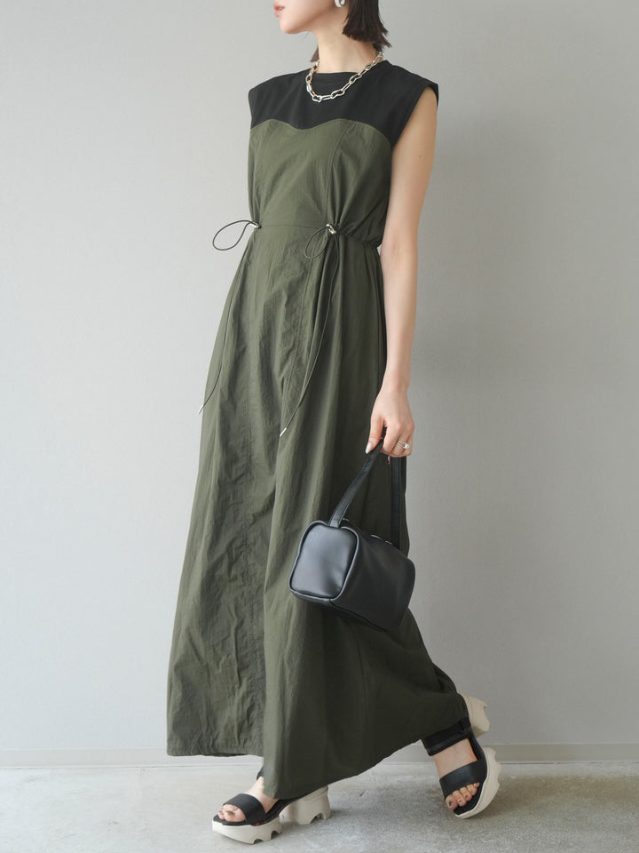 [SET] 剪裁對接尼龍洋裝 + 可選飾品套裝 (2 套)