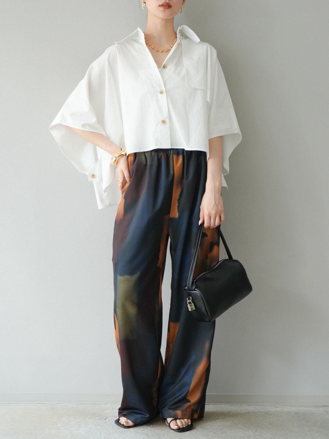 [予約]ポンチョショートシャツ/ホワイト