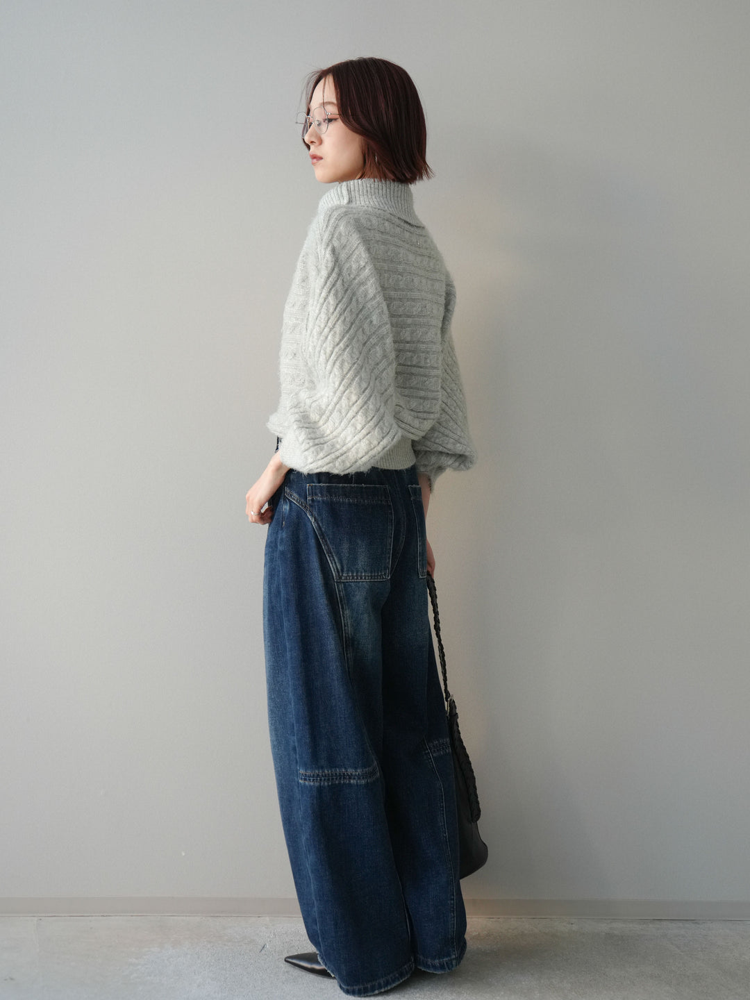 [予約]裏起毛加工デニムカーブパンツ/darkblue