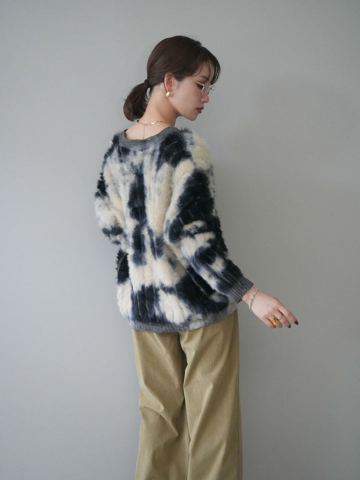 [SET]ニュアンス柄シャギーニットカーディガン+選べるアクセセット(2set)