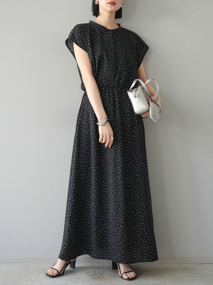 [予約]ハートドットフレアロングスカート/ブラック