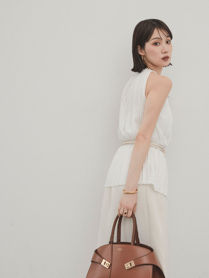 [SET]プリーツニットキャミソール+リラックスナロースカート(2set)