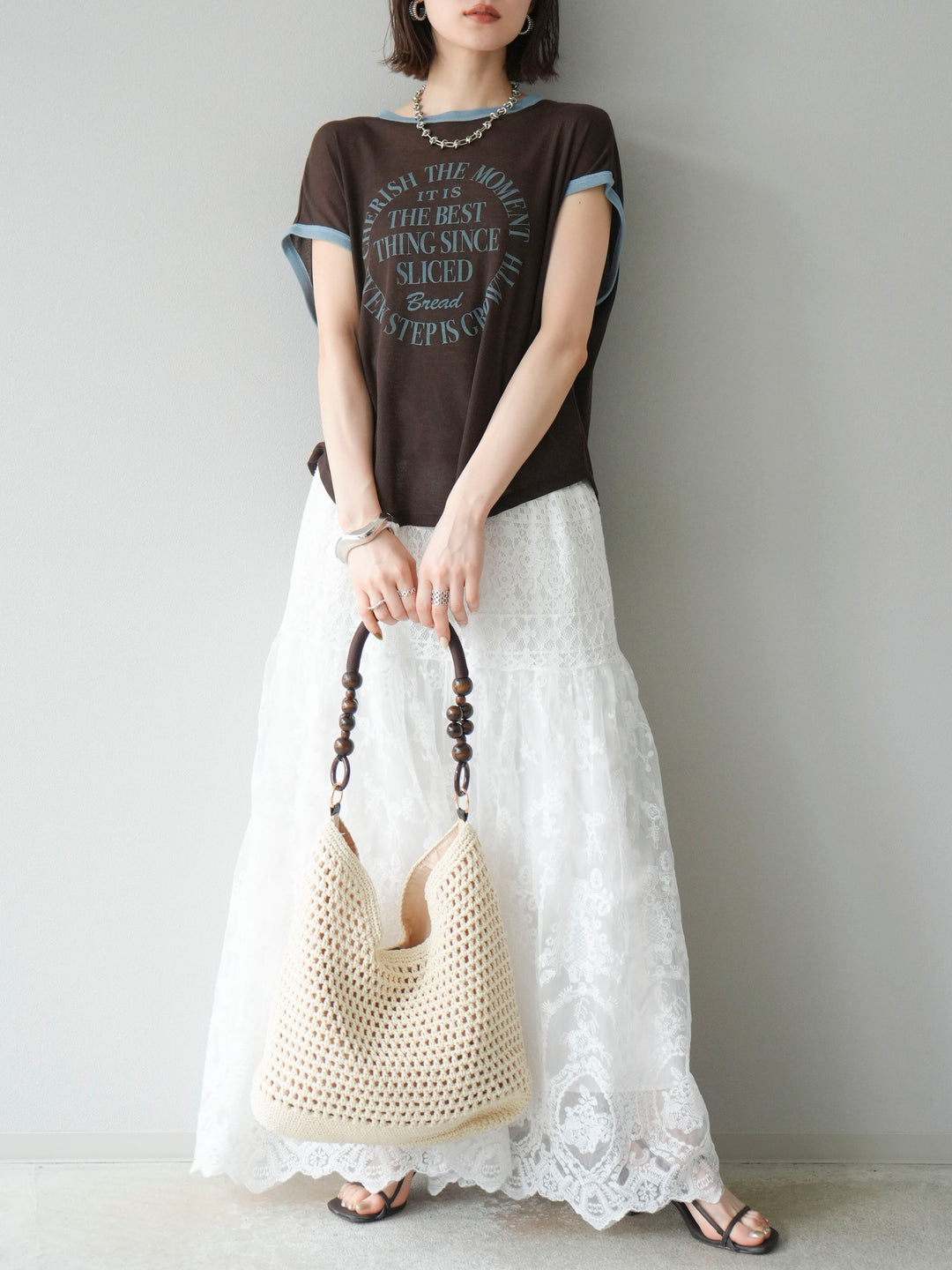 [予約]レースフレアスカート/ホワイト