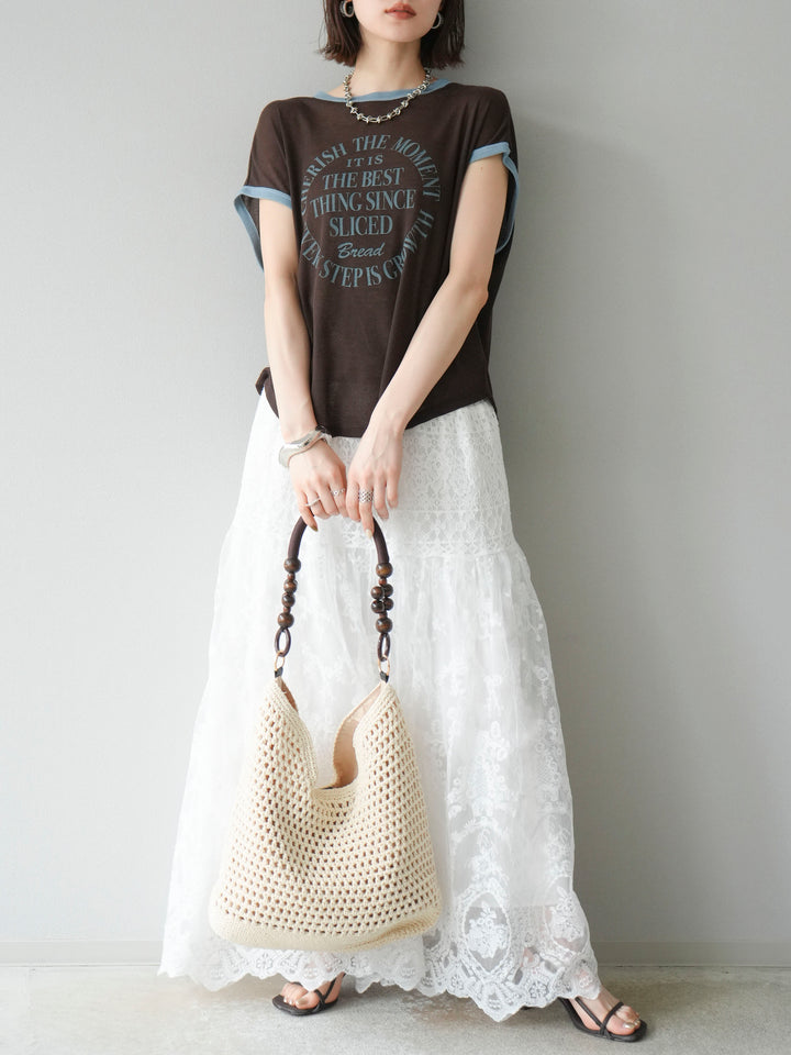 [予約]レースフレアスカート/ホワイト