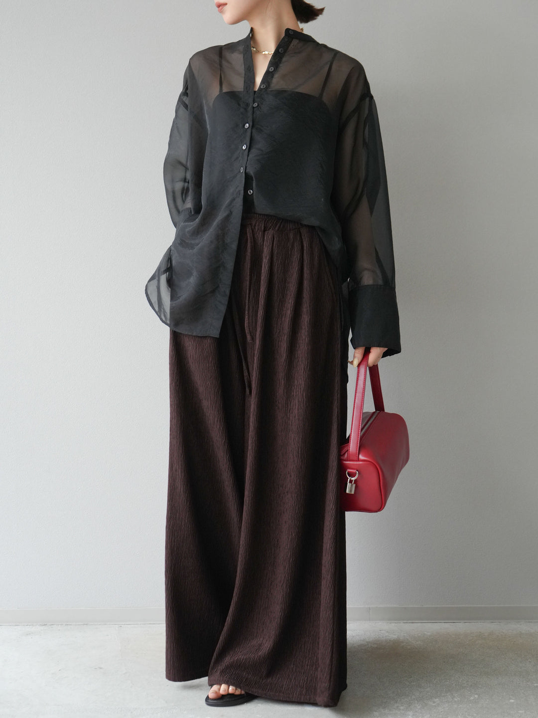 [予約]楊柳バギーパンツ/ブラウン